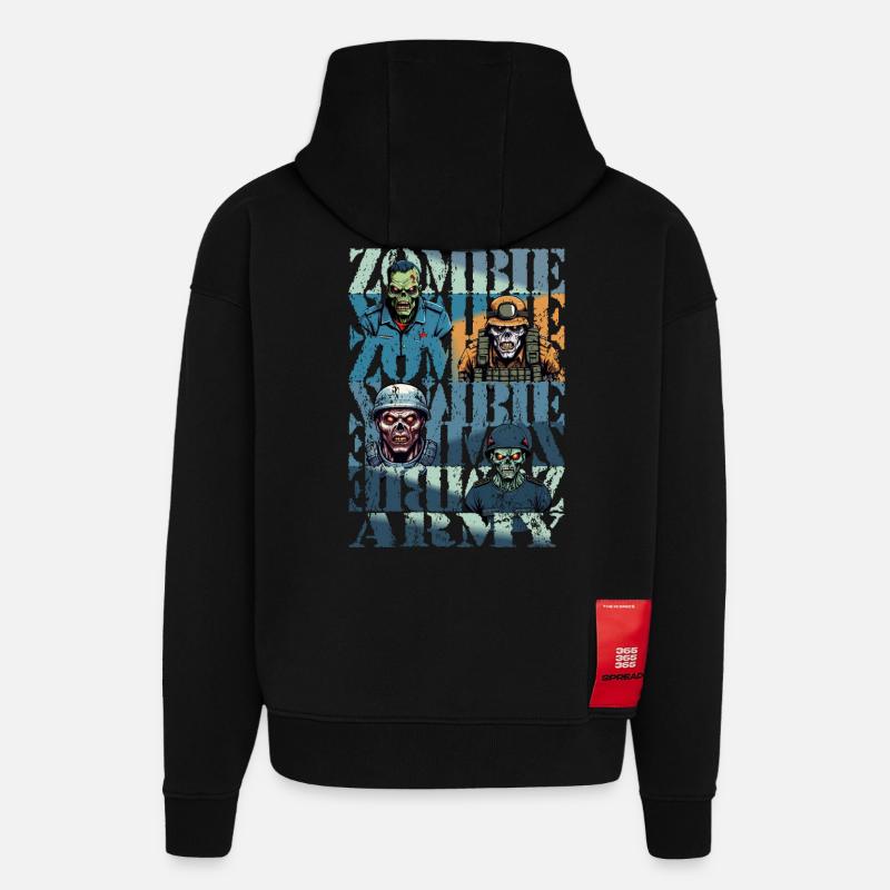 Armée de zombies - Sweat à capuche bio épais oversize fabriqué en UE - SOLID BLACK