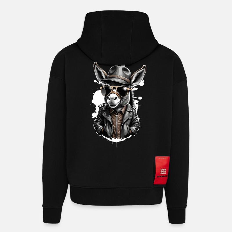 Âne cool - Sweat à capuche bio épais oversize fabriqué en UE - SOLID BLACK