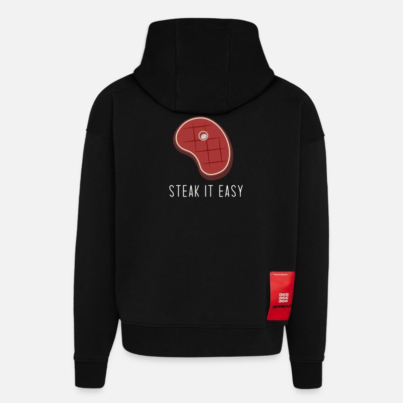 Steak it easy - Sweat à capuche bio épais oversize fabriqué en UE - SOLID BLACK