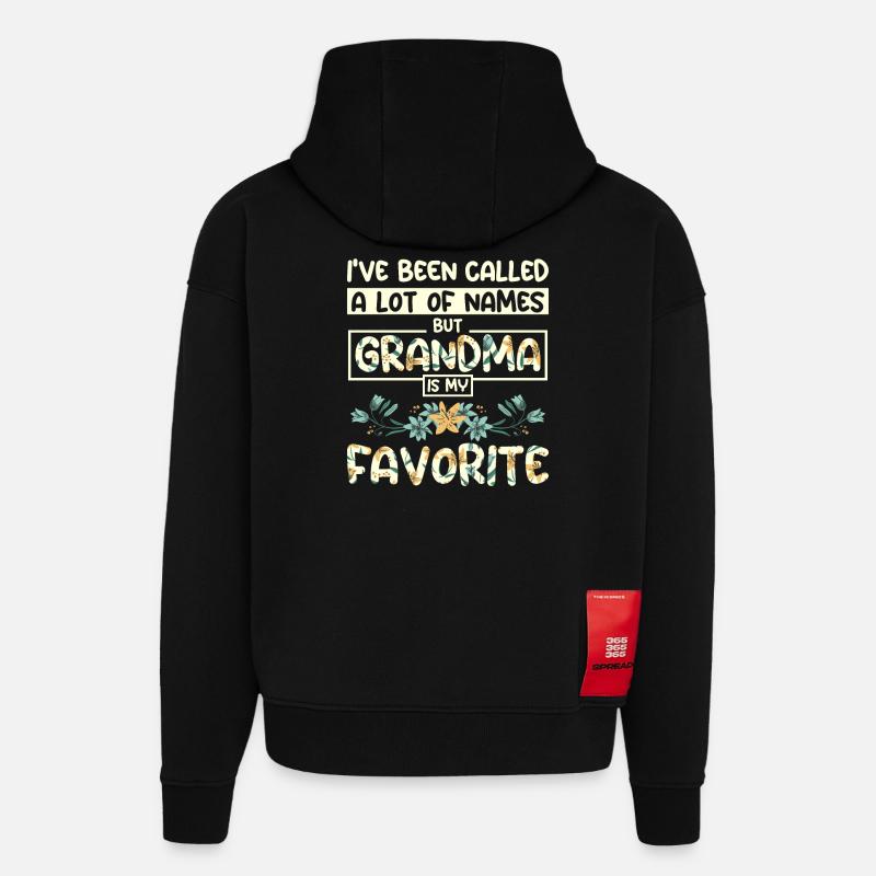 Grand-mère est mon nom préféré - Sweat à capuche bio épais oversize fabriqué en UE - SOLID BLACK