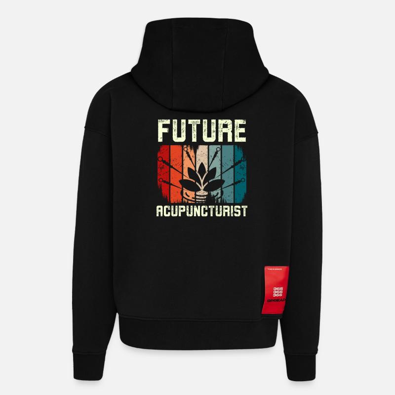 Futur acupuncteur - Sweat à capuche bio épais oversize fabriqué en UE - SOLID BLACK