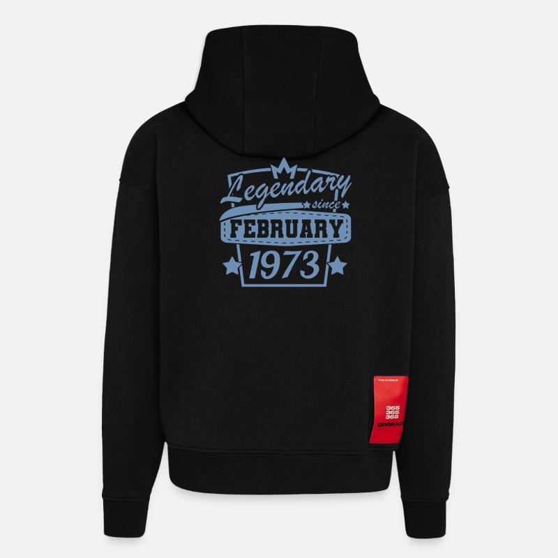 Février 1973 Rétro Anniversaire - Sweat à capuche bio épais oversize fabriqué en UE - SOLID BLACK