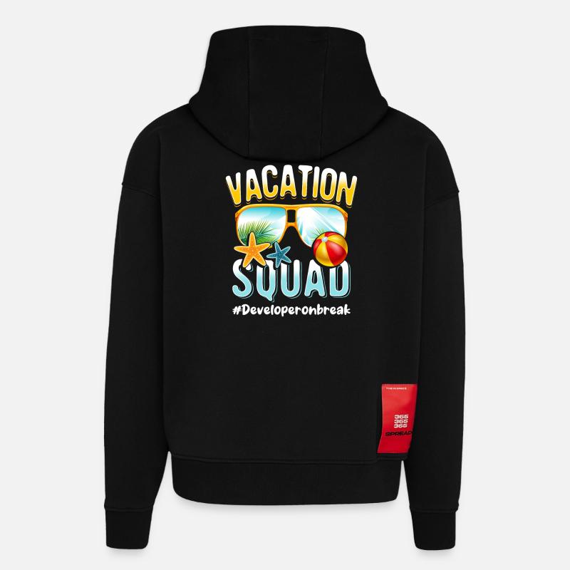 Developer Vacation Squad #Developeronbreak - Sweat à capuche bio épais oversize fabriqué en UE - SOLID BLACK