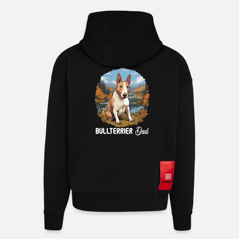 Chien Bull Terrier - Sweat à capuche bio épais oversize fabriqué en UE - SOLID BLACK