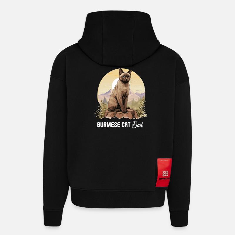 Chat birman Birmanie Katze - Sweat à capuche bio épais oversize fabriqué en UE - SOLID BLACK