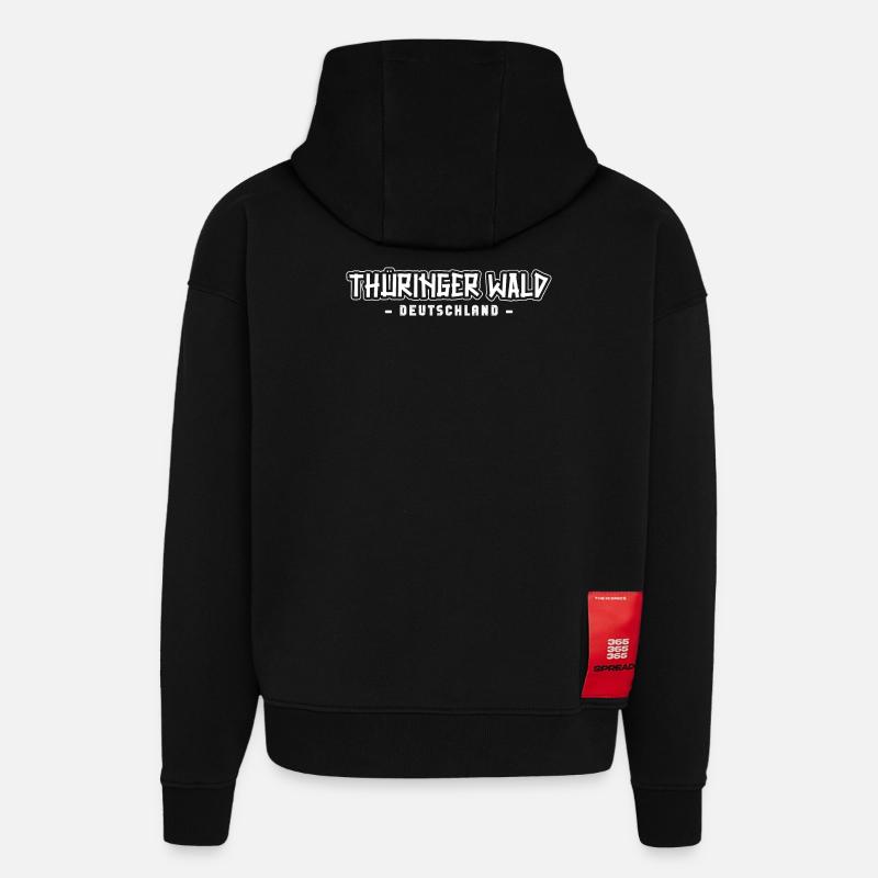 Forêt de Thuringe - Sweat à capuche bio épais oversize fabriqué en UE - SOLID BLACK