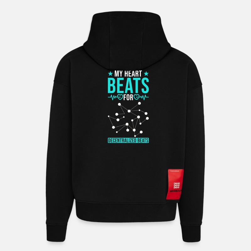 Technologie crypto Blockchain et décentralisation - Sweat à capuche bio épais oversize fabriqué en UE - SOLID BLACK