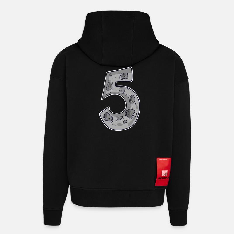 Numéro 5 Espace - Sweat à capuche bio épais oversize fabriqué en UE - SOLID BLACK