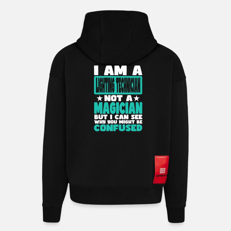 Technicien d’éclairage - Sweat à capuche bio épais oversize fabriqué en UE - SOLID BLACK