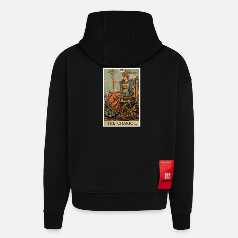 Cartes de tarot Carte de tarot Le char Le chariot - Sweat à capuche bio épais oversize fabriqué en UE - SOLID BLACK