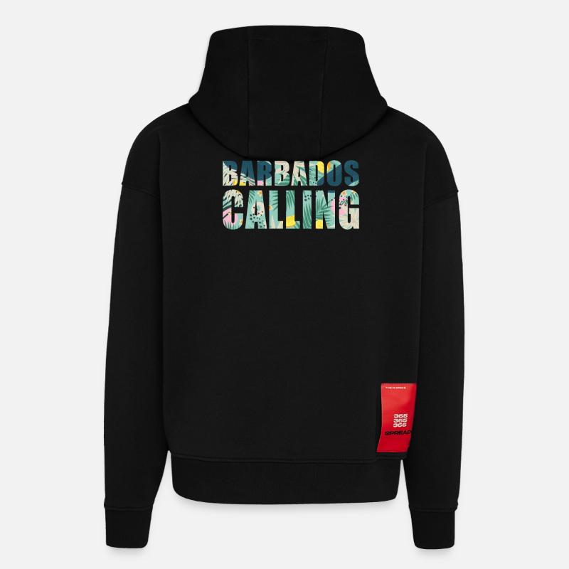 Barbade Souvenir Vacances Barbade Calling - Sweat à capuche bio épais oversize fabriqué en UE - SOLID BLACK