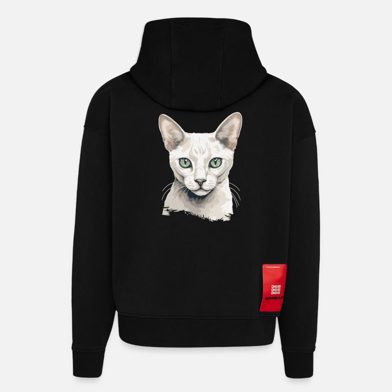 Burmilla Chaton Burmilla Chat - Sweat à capuche bio épais oversize fabriqué en UE - SOLID BLACK