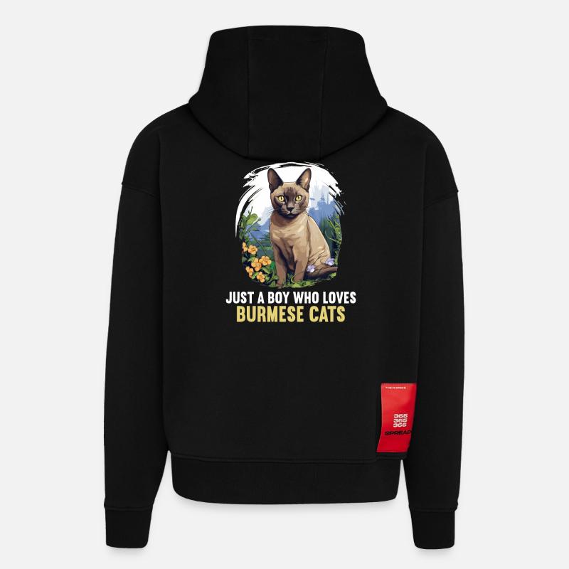 Chat birman Birmanie Katze - Sweat à capuche bio épais oversize fabriqué en UE - SOLID BLACK
