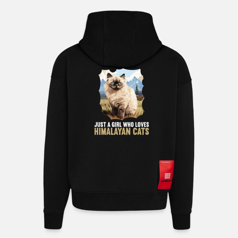 Chat de l’Himalaya Colourpoint Katze - Sweat à capuche bio épais oversize fabriqué en UE - SOLID BLACK