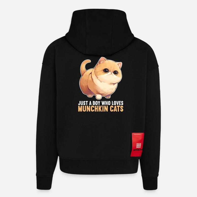 Munchkin Kitten Munchkin Cat - Hoodie- made by SPREAD  - SOLID BLACK