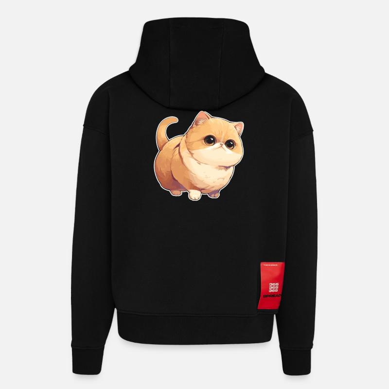 Munchkin Kitten Munchkin Cat - Hoodie- made by SPREAD  - SOLID BLACK