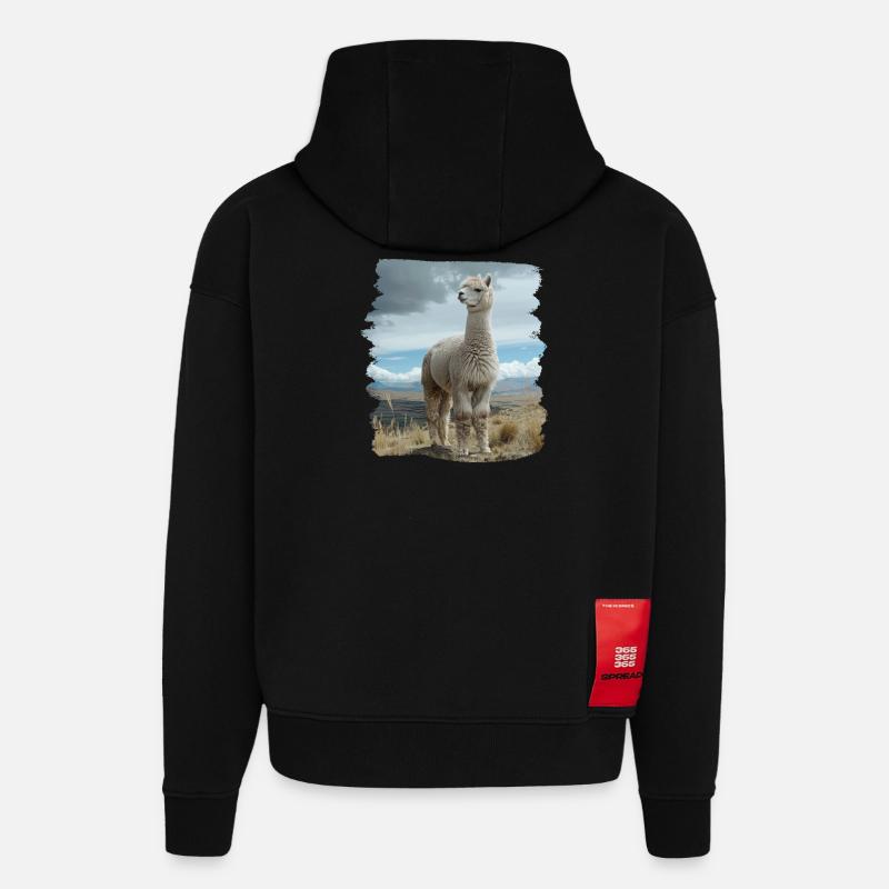 Alpaca Alpacas Alpaca - Hoodie- made by SPREAD - SOLID BLACK