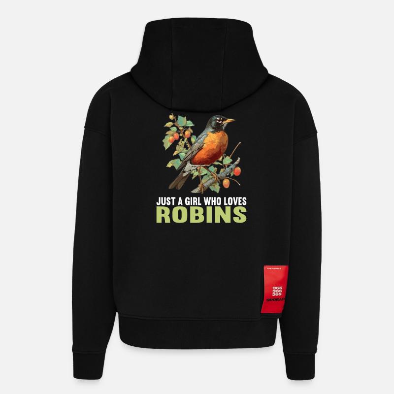 Robin Rotkehlchen - Sweat à capuche bio épais oversize fabriqué en UE - SOLID BLACK