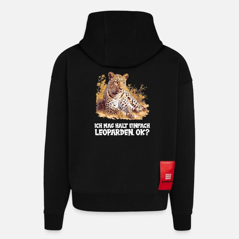 Léopard léopard - Sweat à capuche bio épais oversize fabriqué en UE - SOLID BLACK