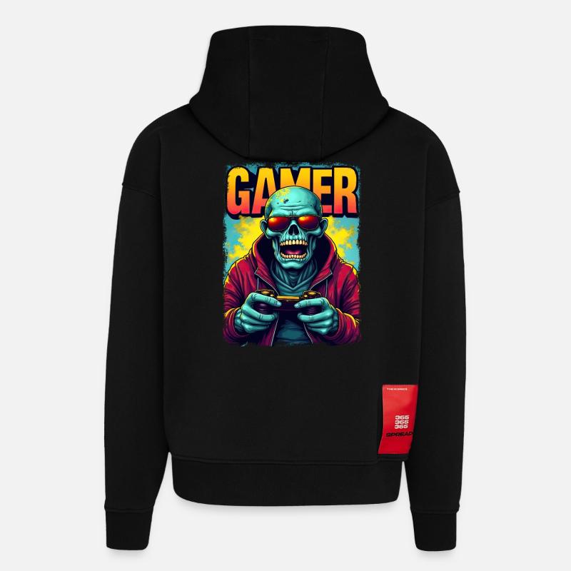 Zocker-Zombie mit Controller - Hoodie- made by SPREAD  - SOLID BLACK