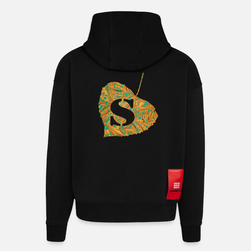 Feuille E 95 S - Sweat à capuche bio épais oversize fabriqué en UE - SOLID BLACK