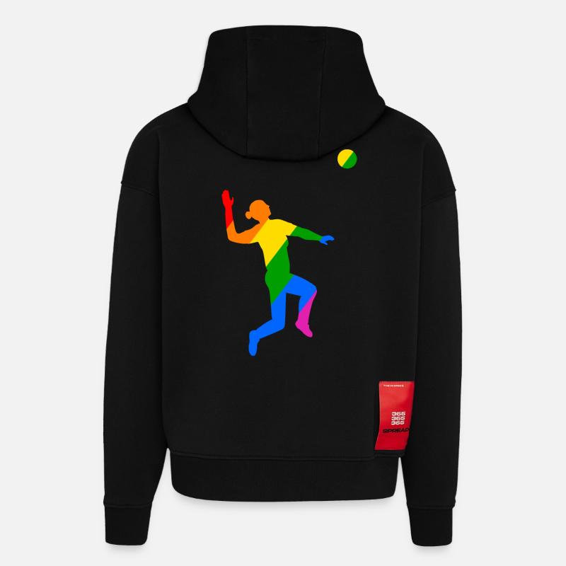 Regenbogen Sprung beim Volleyball - Hoodie- made by SPREAD  - SOLID BLACK