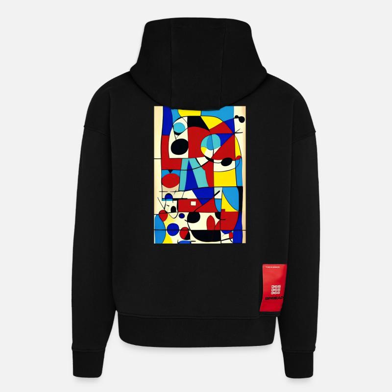Art abstrait - Sweat à capuche bio épais oversize fabriqué en UE - SOLID BLACK