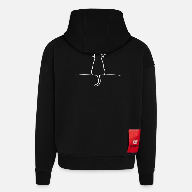Chat noël cadeau noël chat - Sweat à capuche bio épais oversize fabriqué en UE - SOLID BLACK