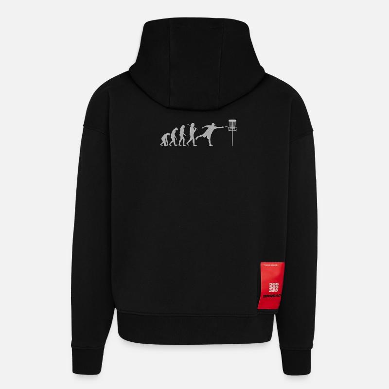 Disc Golf Evolution - Hoodie- made by SPREAD  - SOLID BLACK