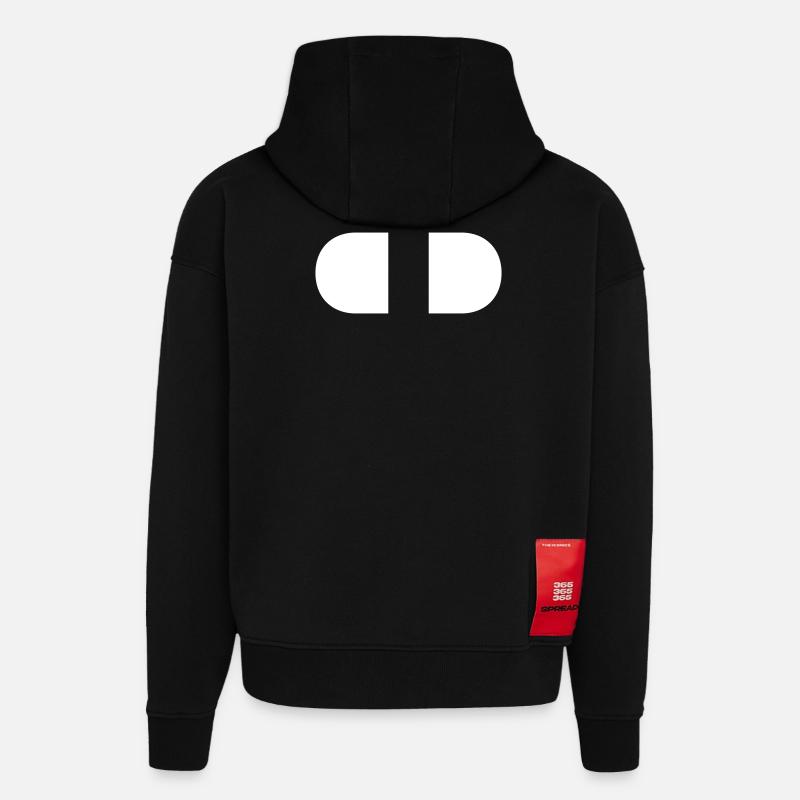 Manette-Split-Blanc - Sweat à capuche bio épais oversize fabriqué en UE - SOLID BLACK