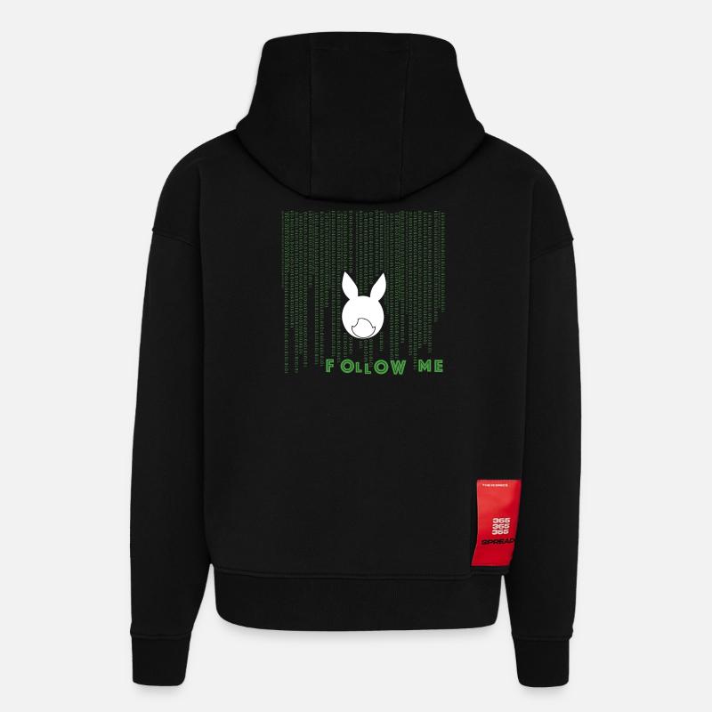 lapin blanc - Sweat à capuche bio épais oversize fabriqué en UE - SOLID BLACK