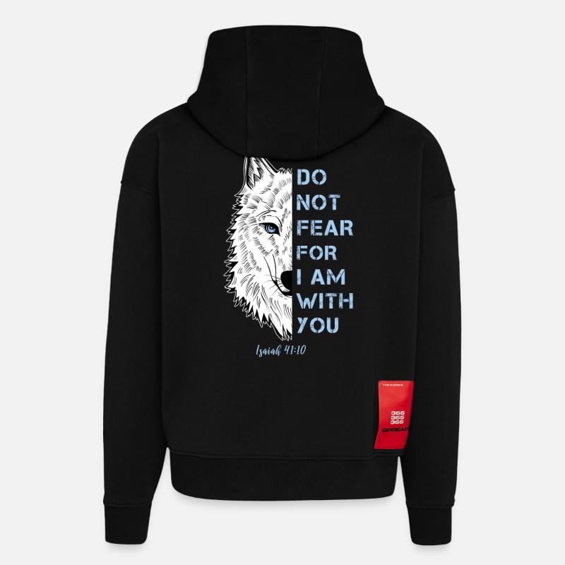Religiøst sitat - Heavyweight Oversized Organic hettegenser produsert i EU - SOLID BLACK