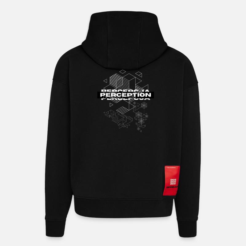Perception Géométrie Mystique - Sweat à capuche bio épais oversize fabriqué en UE - SOLID BLACK
