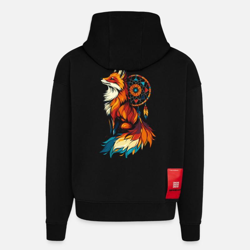 Attrape-rêves Fox - Sweat à capuche bio épais oversize fabriqué en UE - SOLID BLACK