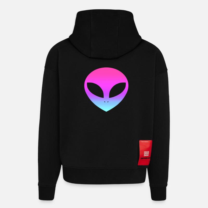 aliens - Sweat à capuche bio épais oversize fabriqué en UE - SOLID BLACK