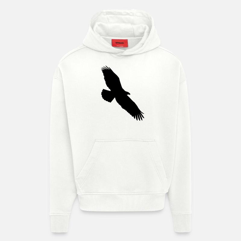aigle planant dans le ciel - Sweat à capuche bio épais oversize fabriqué en UE - OFF WHITE