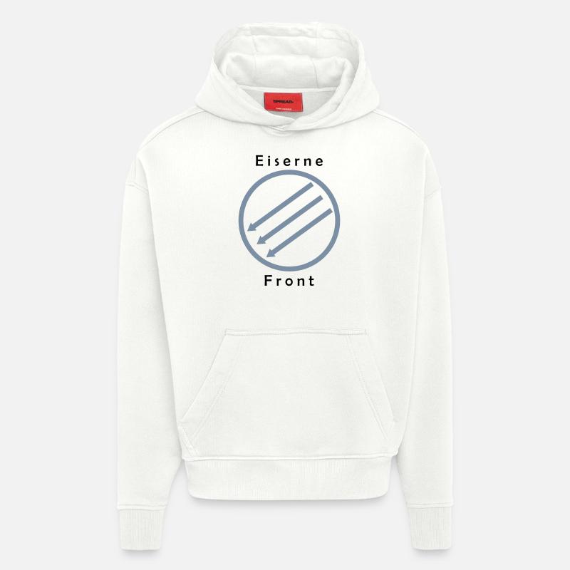 Front d’Eiserne - Drei Pfeile - Sweat à capuche bio épais oversize fabriqué en UE - OFF WHITE