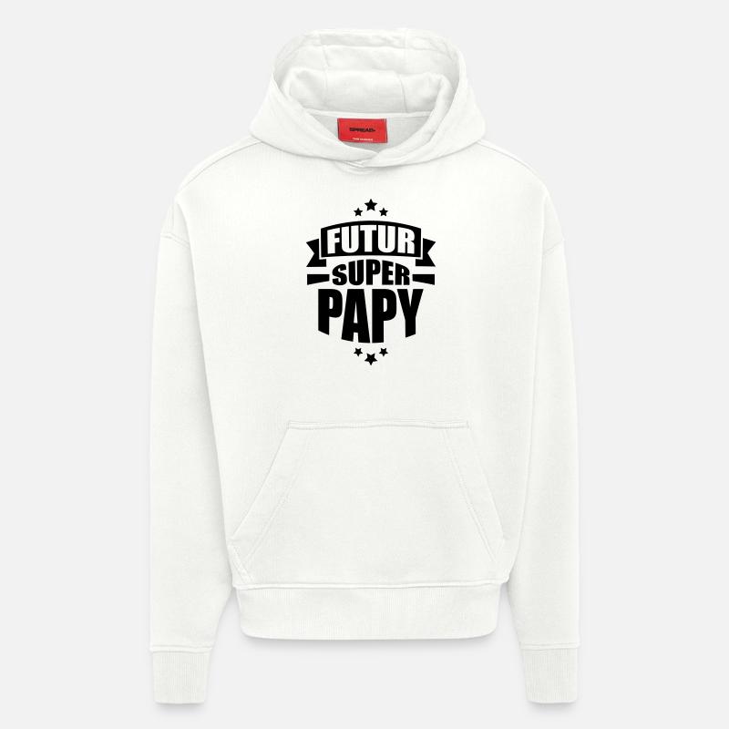 annonce grossesse futur super papy - Sweat à capuche bio épais oversize fabriqué en UE - OFF WHITE