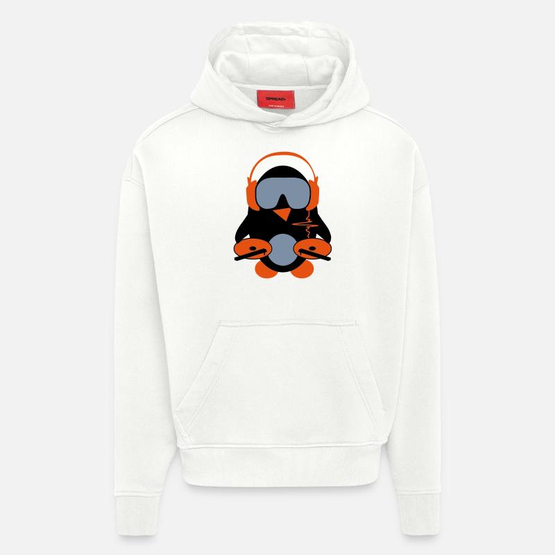 pingouin dj - Sweat à capuche bio épais oversize fabriqué en UE - OFF WHITE