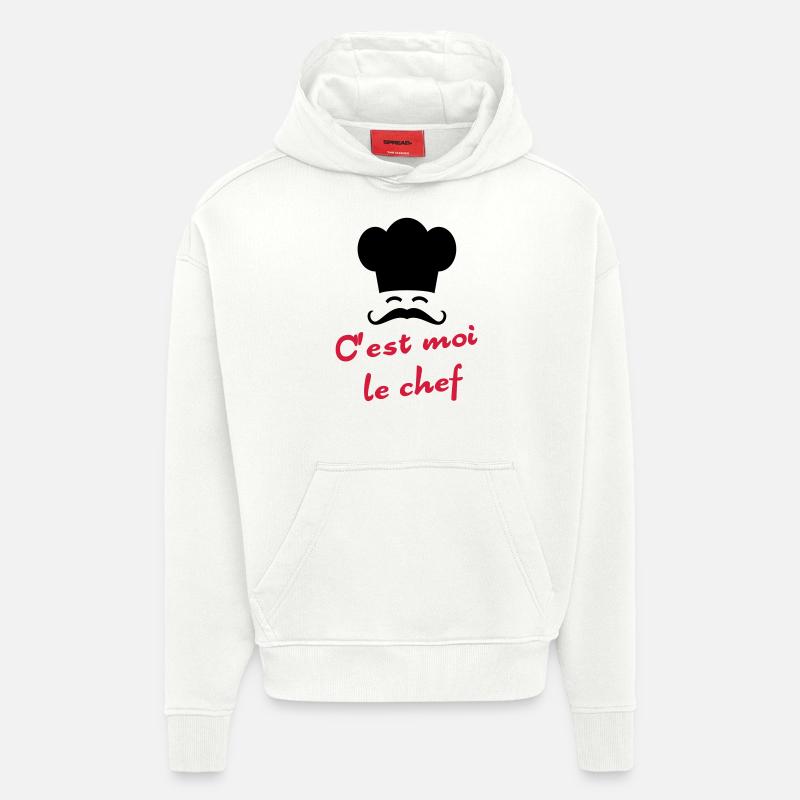 C'est moi le chef - Sweat à capuche bio épais oversize fabriqué en UE - OFF WHITE
