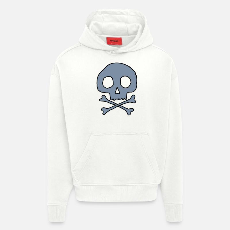 Crâne et os - Sweat à capuche bio épais oversize fabriqué en UE - OFF WHITE