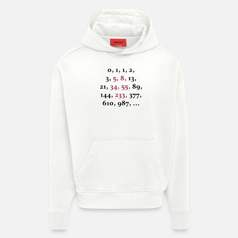 fibonacci sequence (2c) - Sweat à capuche bio épais oversize fabriqué en UE - OFF WHITE