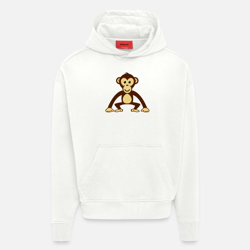 monkey__f3 - Sweat à capuche bio épais oversize fabriqué en UE - OFF WHITE
