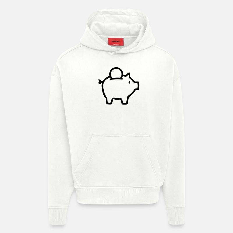 Tirelire - Sweat à capuche bio épais oversize fabriqué en UE - OFF WHITE