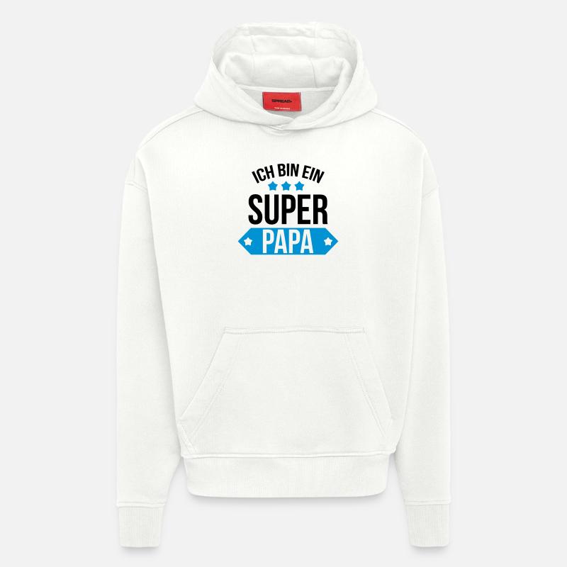 Ich bin ein Super Papa ! - Sweat à capuche bio épais oversize fabriqué en UE - OFF WHITE