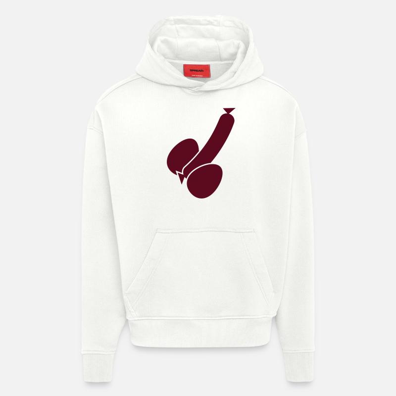 wurst_und_eier_1c - Sweat à capuche bio épais oversize fabriqué en UE - OFF WHITE