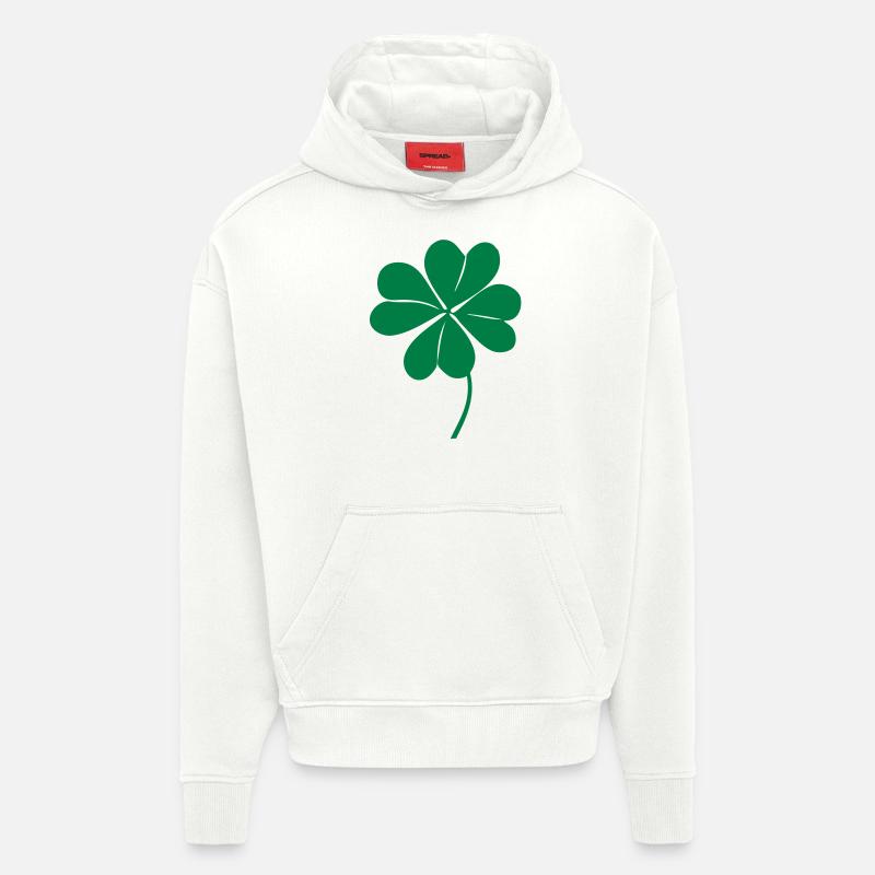 trefle 4 quatre feuilles - Sweat à capuche bio épais oversize fabriqué en UE - OFF WHITE