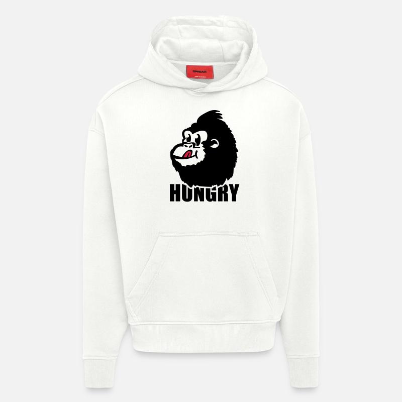 gorilla_hungry_pa2 - Sweat à capuche bio épais oversize fabriqué en UE - OFF WHITE