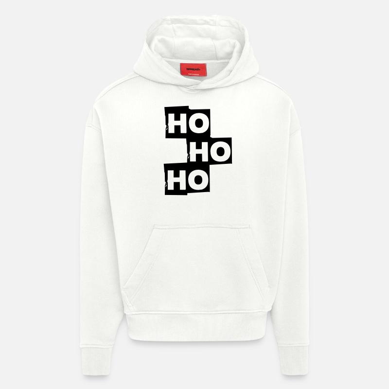 Ho ho ho Noël - Sweat à capuche bio épais oversize fabriqué en UE - OFF WHITE