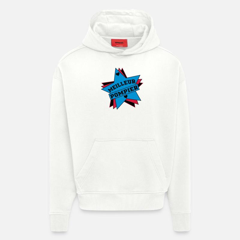 MEILLEUR POMPIER - Sweat à capuche bio épais oversize fabriqué en UE - OFF WHITE